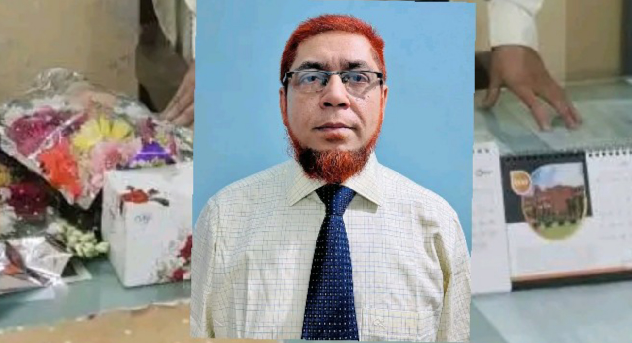 জগন্নাথপুর সরকারি কলেজের নতুন অধ্যক্ষকে ফুল দিয়ে বরন, বিভিন্ন মহলের অভিনন্দন