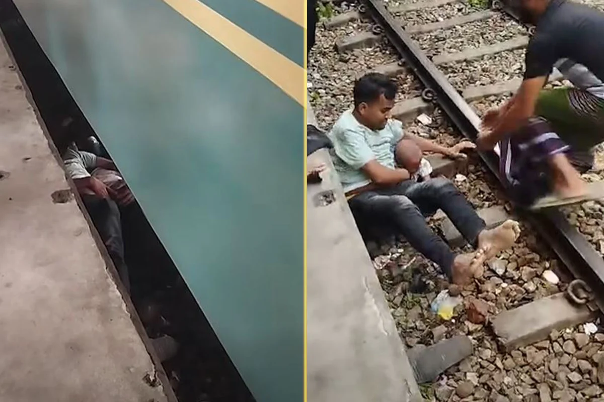 হাত ফসকে ট্রেনের নীচে ২ বছরের শিশু, চলন্ত ট্রেনের নীচে শিশুকে বুকে জড়িয়ে শুয়ে পড়েন বাবা