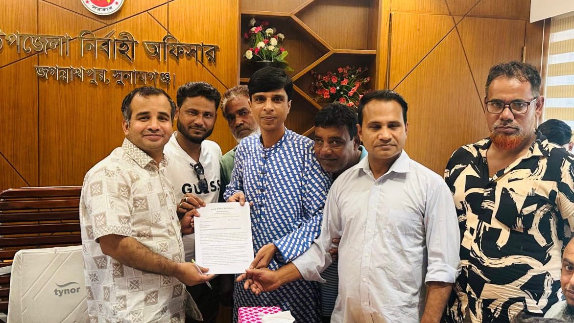 জগন্নাথপুরে ক্ষতিগ্রস্ত কৃষকদের পুনর্বাসনে হাওর বাঁচাও আন্দোলনের ৫ দফা দাবি