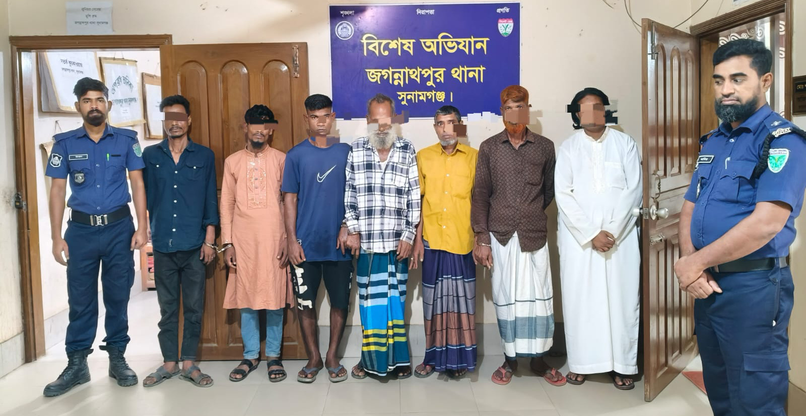 জগন্নাথপুরে পৃথক মামলার ৭ আসামী গ্রেপ্তার