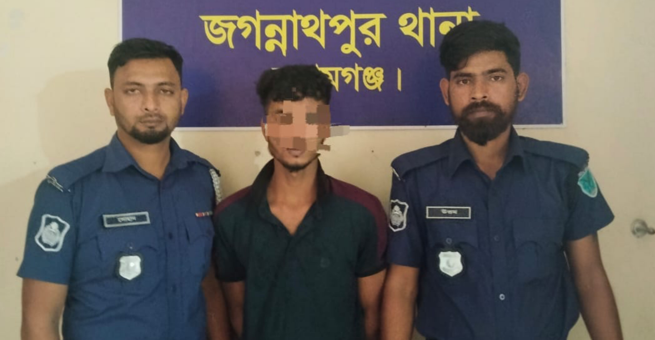 জগন্নাথপুরে পলাতক আসামী “নাঈম” গ্রেপ্তার